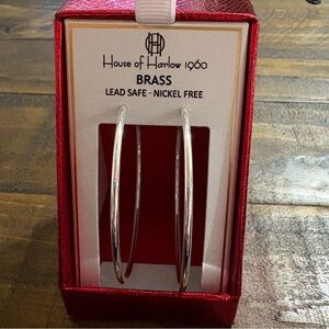 House of Harlow 1960 Brass Silver-Tone Hoop Earrings New
